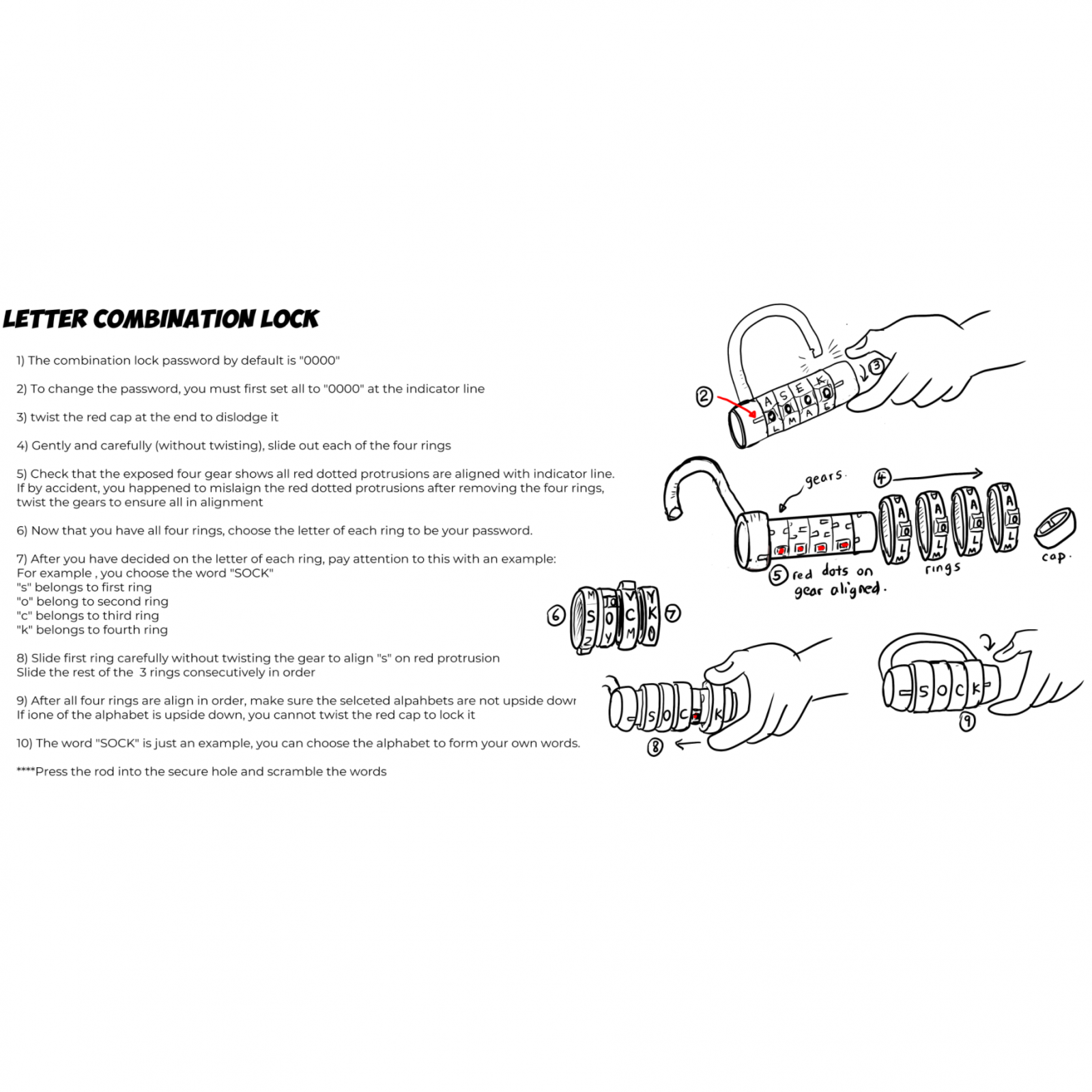 3X Combination Lock, 4-Digit Combination Padlock Set for Employee/ Gym or Sports