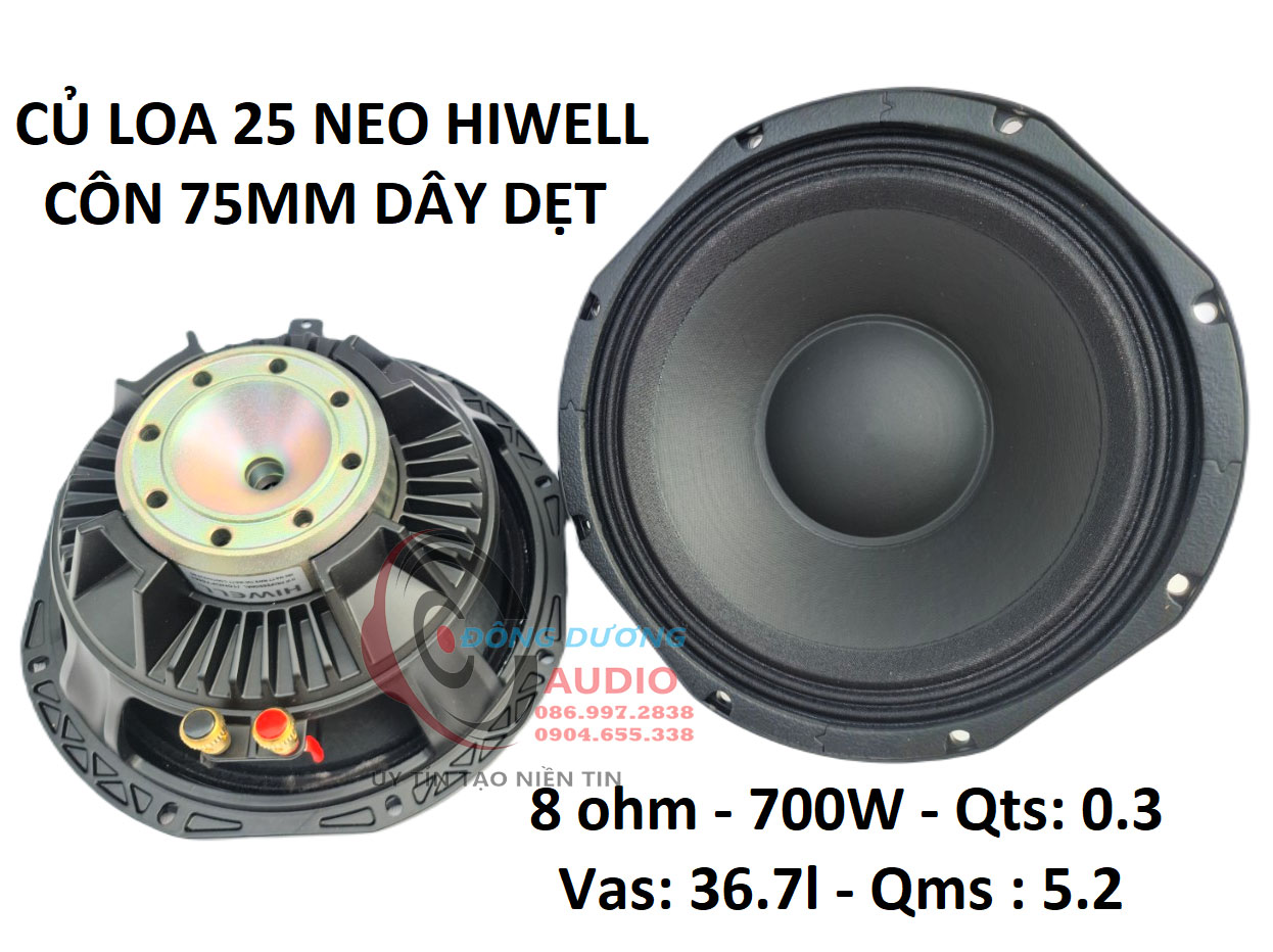 GIÁ 1 ĐÔI - CỦ LOA 25 NEO HIWELL CÔN 75 HÀNG NHẬP KHẨU - BASS CĂNG TIẾNG SÁNG - LOA TỪ NEO