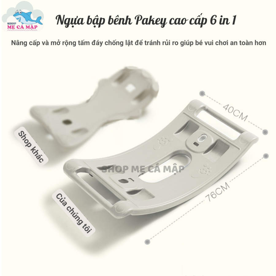 Ngựa bập bênh cho bé Pakey Đa Năng 6 in 1 phù hợp cho bé từ 1-6 tuổi, Bé có thể điều chỉnh được hướng