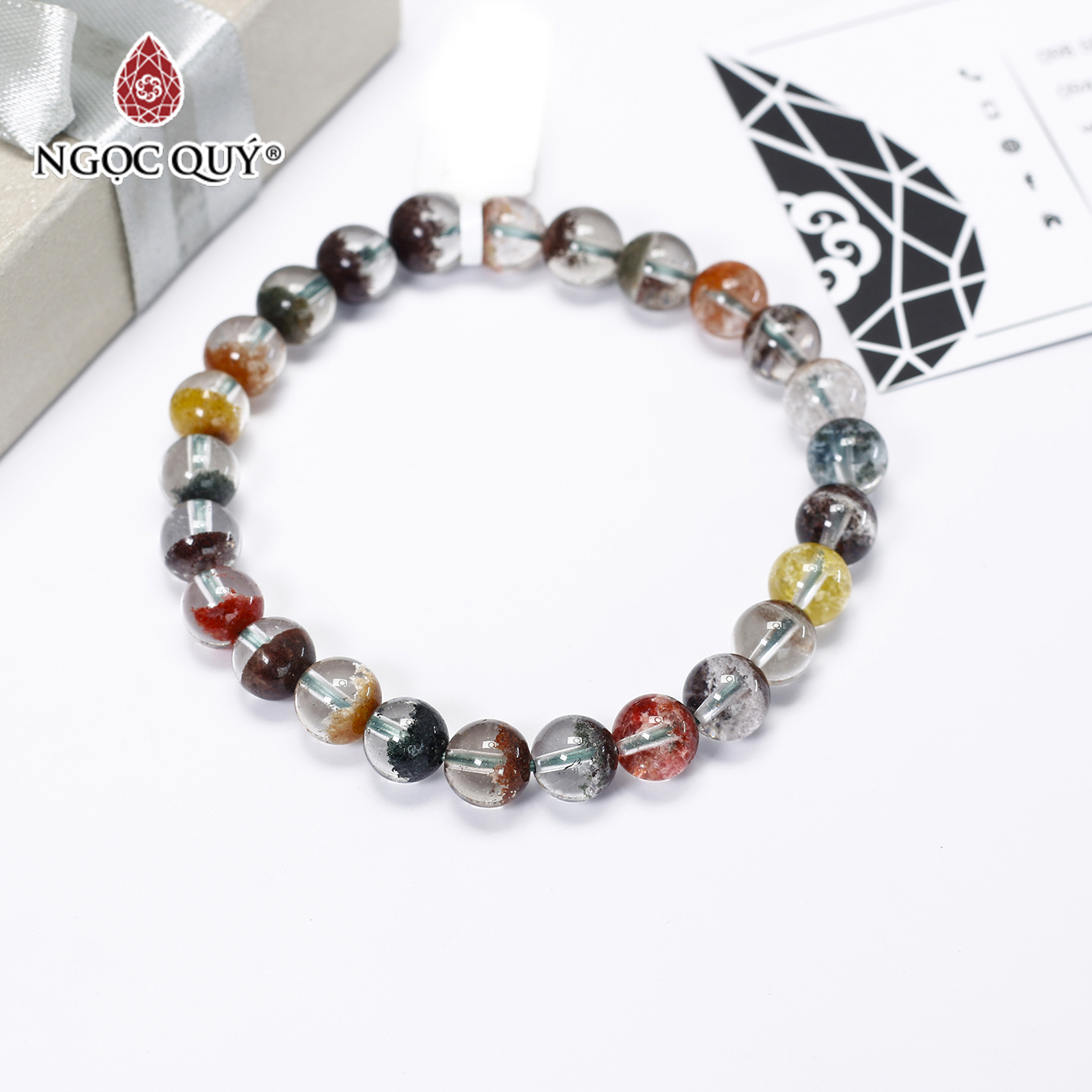 Vòng tay đá ưu linh đa sắc size hạt 8mm - Ngọc Quý Gemstones