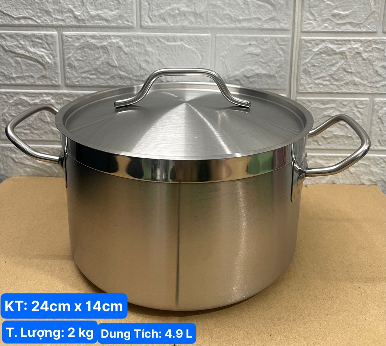 Nồi Inox 2 Quai Cao Cấp 3 Đáy _ Dung Tích: 4.9Lít _