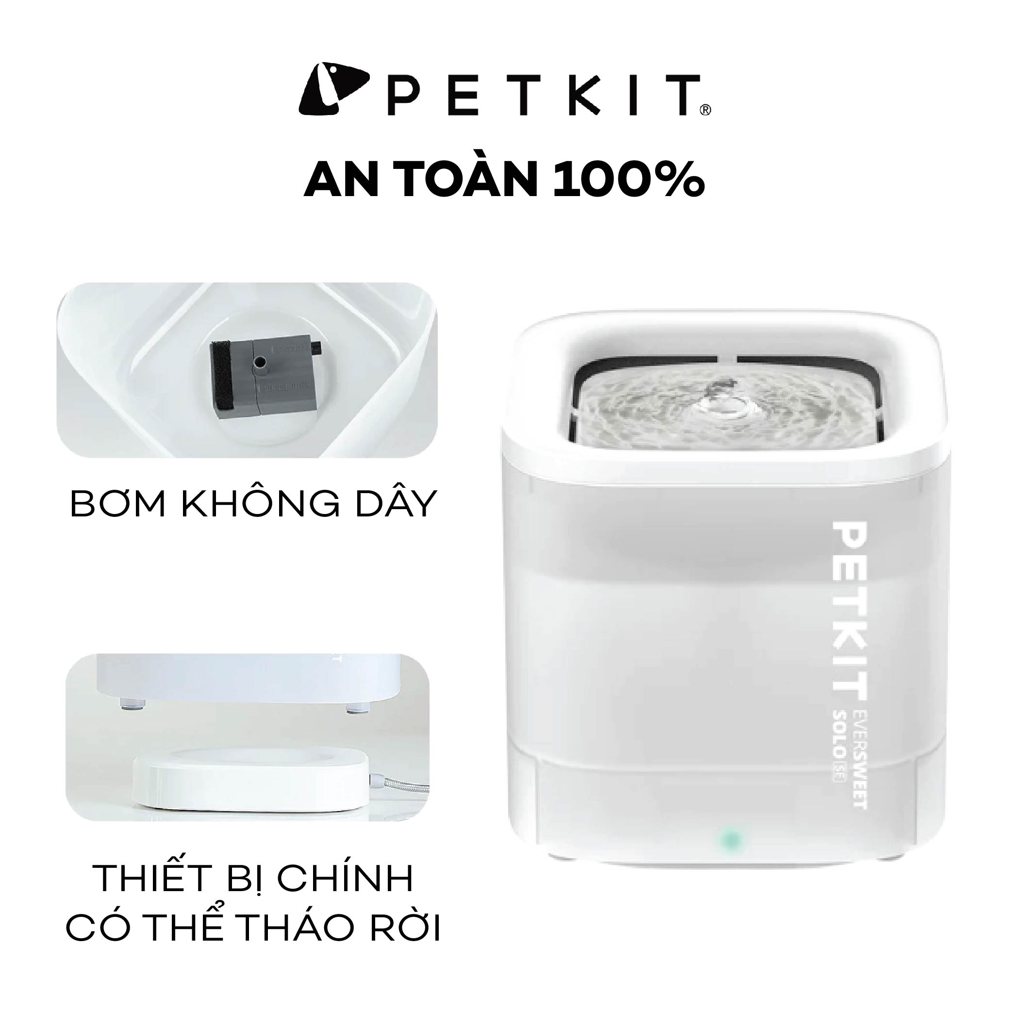 Máy Lọc Nước Cho Mèo, Máy Uống Nước Bơm Không Dây Petkit EVERSWEET SOLO SE（WIRELESS PUMP)