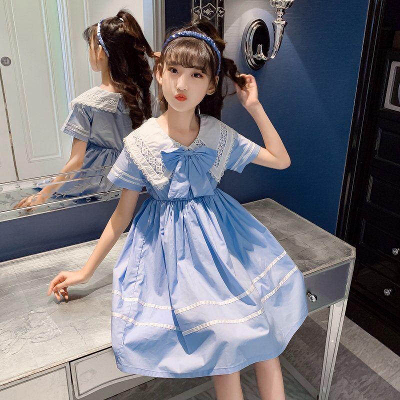 SHUANGYAN Cô gái ăn mặc mùa hè Hàn Quốc phong cách phương Tây búp bê cổ váy trẻ em trung bình lớn váy công chúa web đỏ(