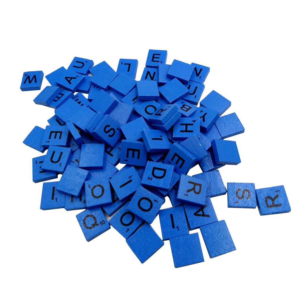 New Wooden Puzzle Tiles Letters 100 Set of Alphabet Board Game Pieces Scrapbooking Craft DIY