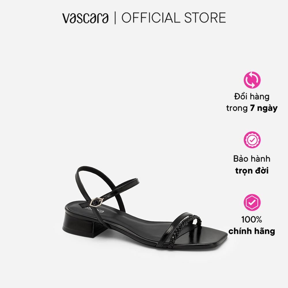 Vascara Giày Sandal Gót Trụ Quai Đôi Phối Braid - SDK 0325