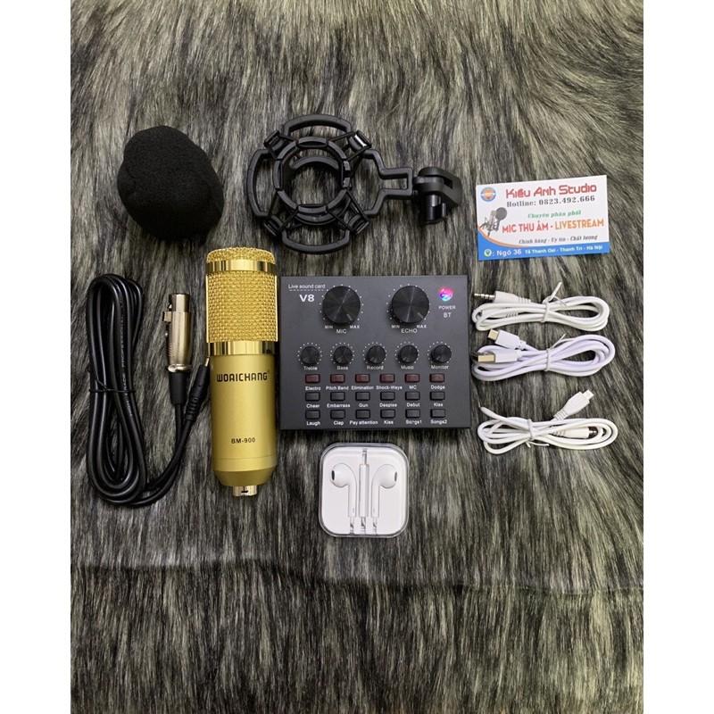 Combo thu âm livestream V8 và Bm900 full phụ kiện hát rất hay
