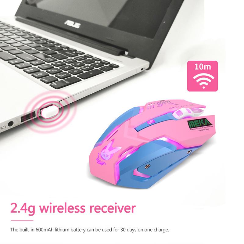 USB Chuột Chơi Game Không Dây Hồng Máy Tính Chuyên Nghiệp Thể Thao Điện Tử Chuột 2400DPI Nhiều Màu Sắc Backlit Silent Chuột Lol Dữ Liệu laptop