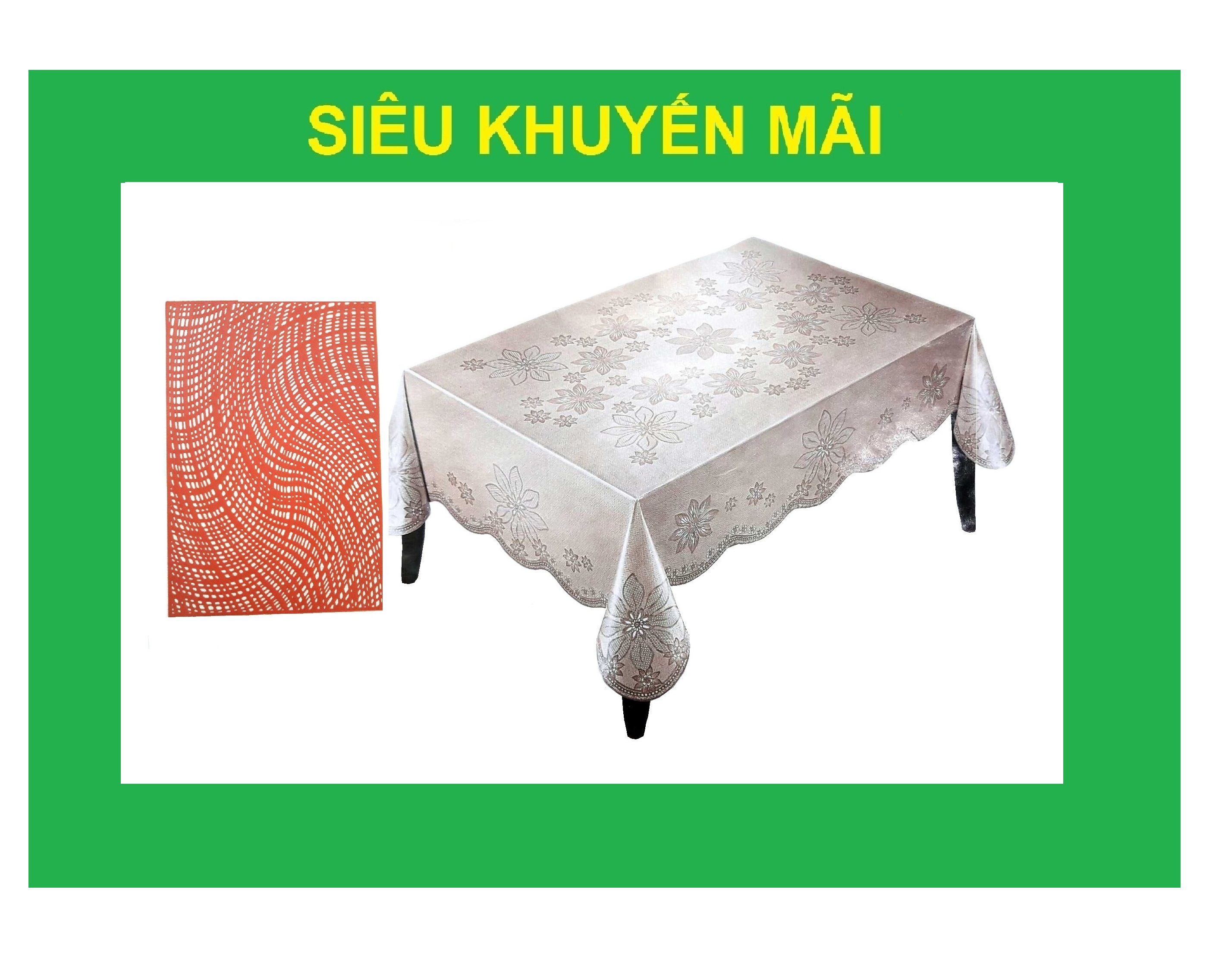 KHĂN TRẢI BÀN PAULEE - PWL 241 HOA VĂN NỔI, ÁNH KIM VÀNG, NỀN KEM NHẠT (147cm x 230cm) - TẶNG LÓT PHẦN ĂN