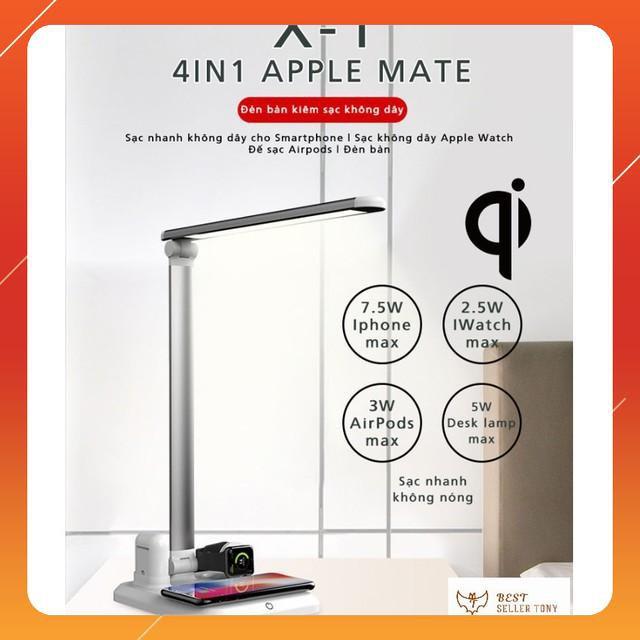 Đèn để bàn học kiêm đế sạc không dây cao cấp - 4in1 APPLE MATE