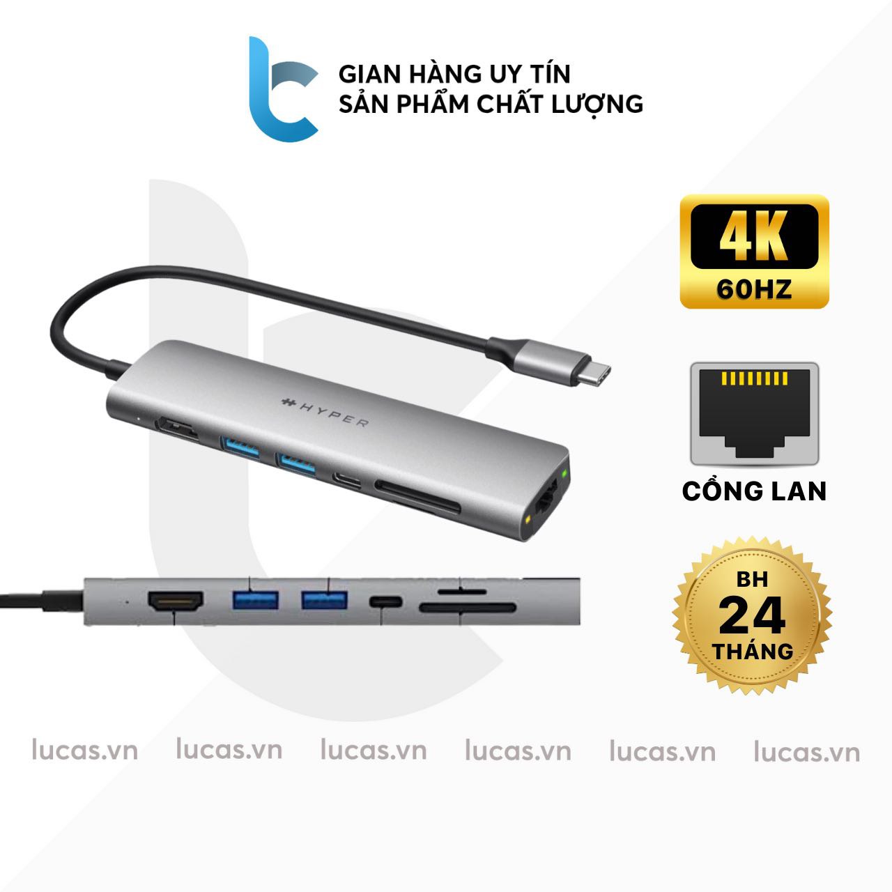 Hub/ Cổng Chuyển USB-C Hyperdrive Slab 7in1 - Hàng Chính Hãng