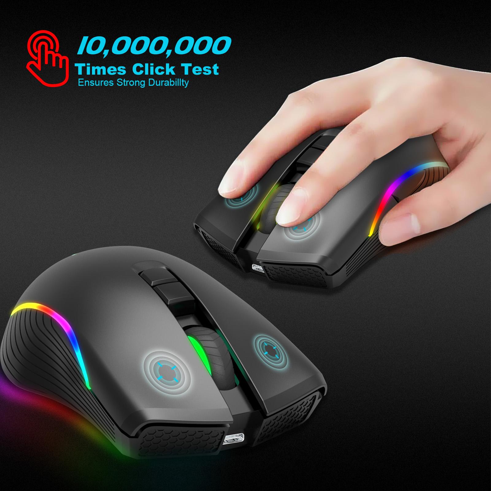 HXSJ T26 Mouse Wireless Mice 2.4GHz Type C Rechargeable Backlight 7 Buttons Portable Mini Gaming Mouse for Mac Laptop PC