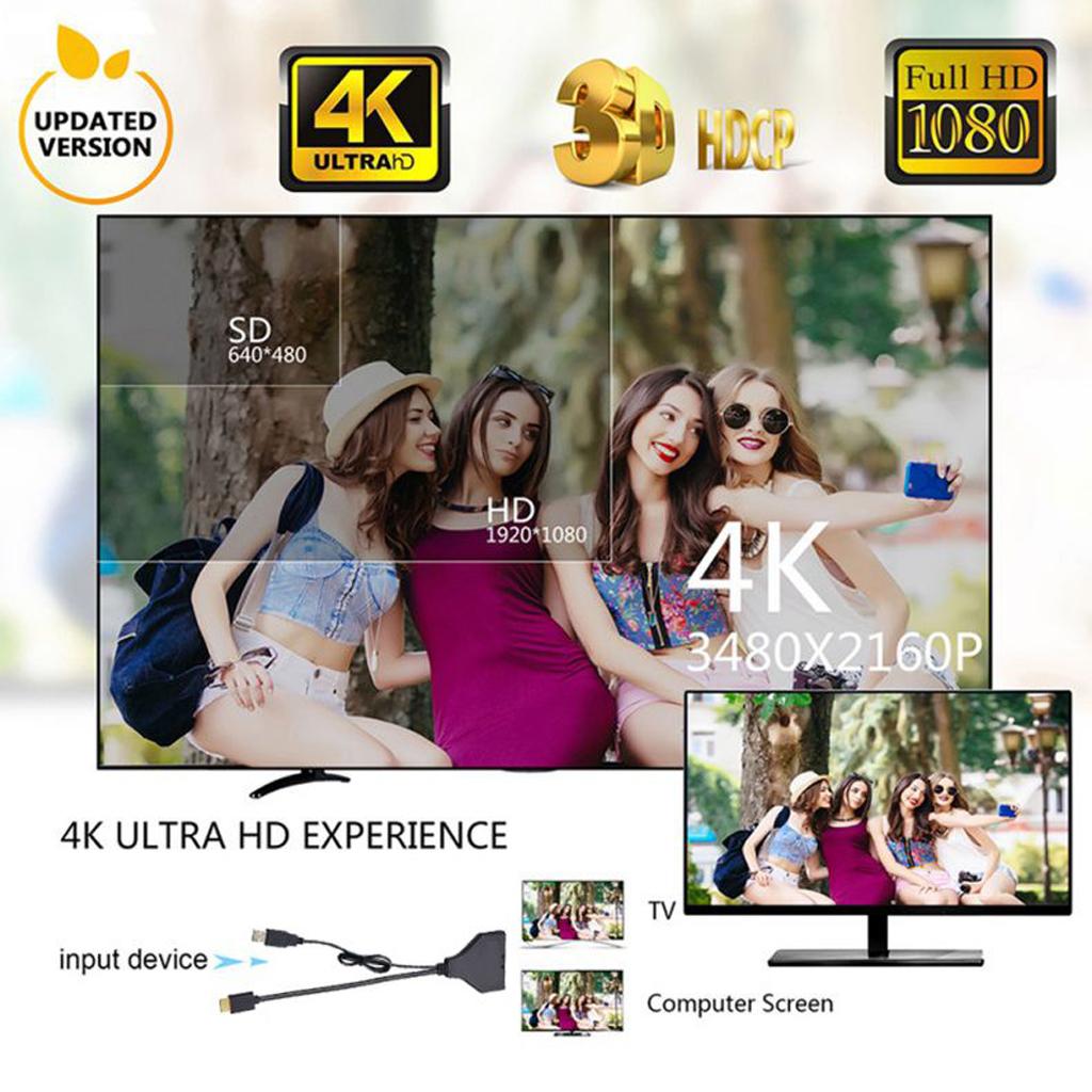 HDMI 2.0 1 In 2 Out Splitter HD Male To 2 HDMI