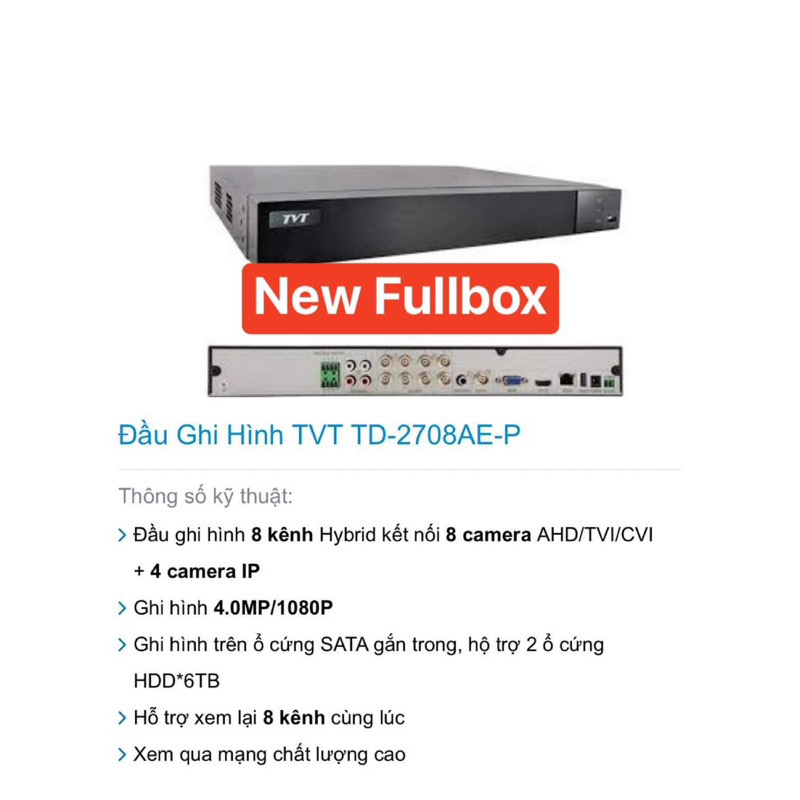 Thanh lý New  Fullbox Đầu ghi hình 8 16 kênh 5MP Hybid kết nối 8 16 camera AHD/TVI/CVI + 4 camera IP