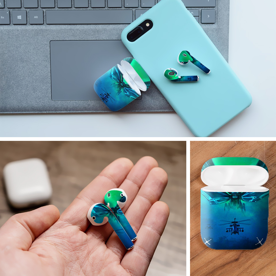 Miếng dán skin chống bẩn cho tai nghe AirPods in hình Godzilla - Godz002 (bản không dây 1 và 2)