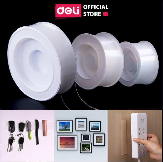 Băng Keo Dán Băng Dính 2 Mặt Nano Trong Suốt Đa Năng Siêu Dính Chống Nước Deli - Nhiều Kích Cỡ - 1.5M3Cm1Mm - 33605