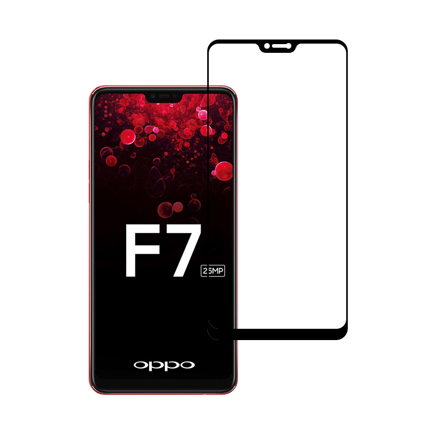 Miếng Dán Cường Lực Bảo Vệ Màn Hình Toàn Diện Cho Oppo F7 - Full Màn Hình - Màu Đen - Hàng Chính Hãng