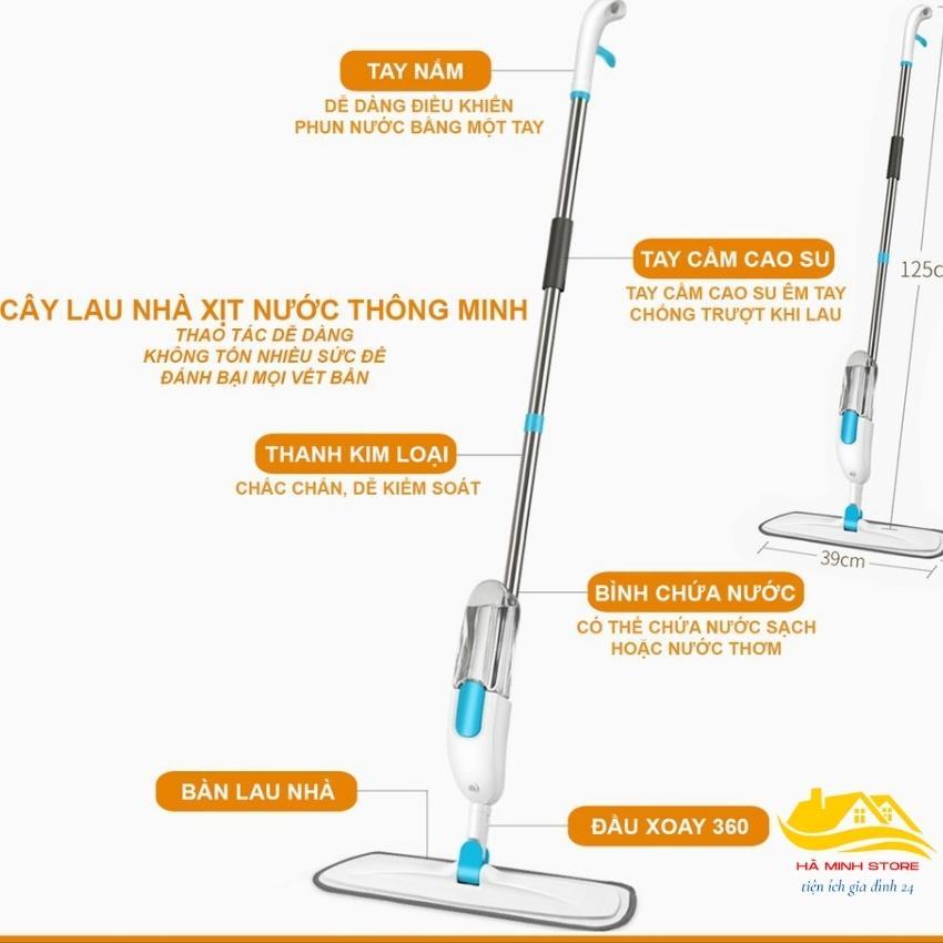Cây lau nhà phun sương thông minh đa năng 2 trong 1 xoay 360 độ tiện ích chôi lau nhà phun sương hà minh store