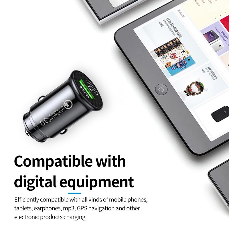 Bộ sạc xe hơi USB kép 48W nhanh trên đường USB C PD LIGHT
