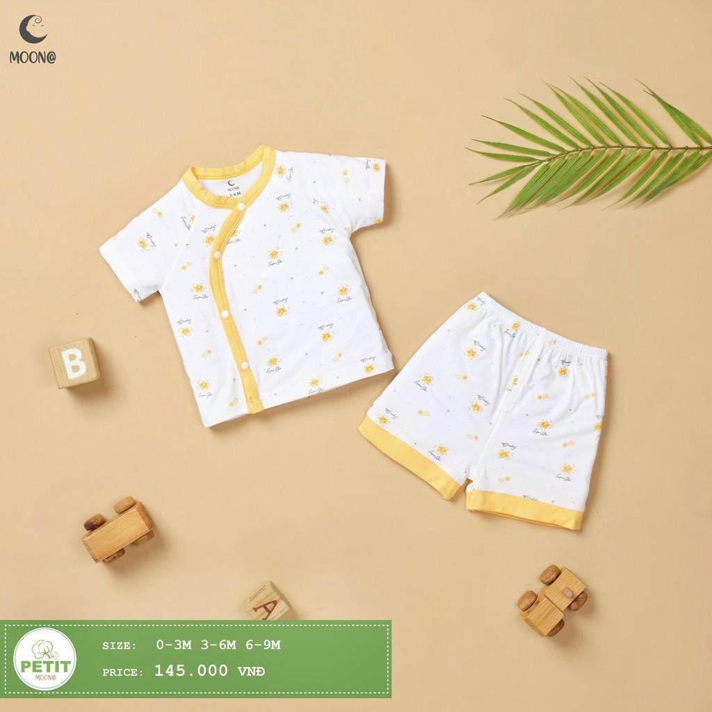 Bộ sơ sinh Moon cộc size 0/3,3/6,6/9m vải peptit mịn,mát