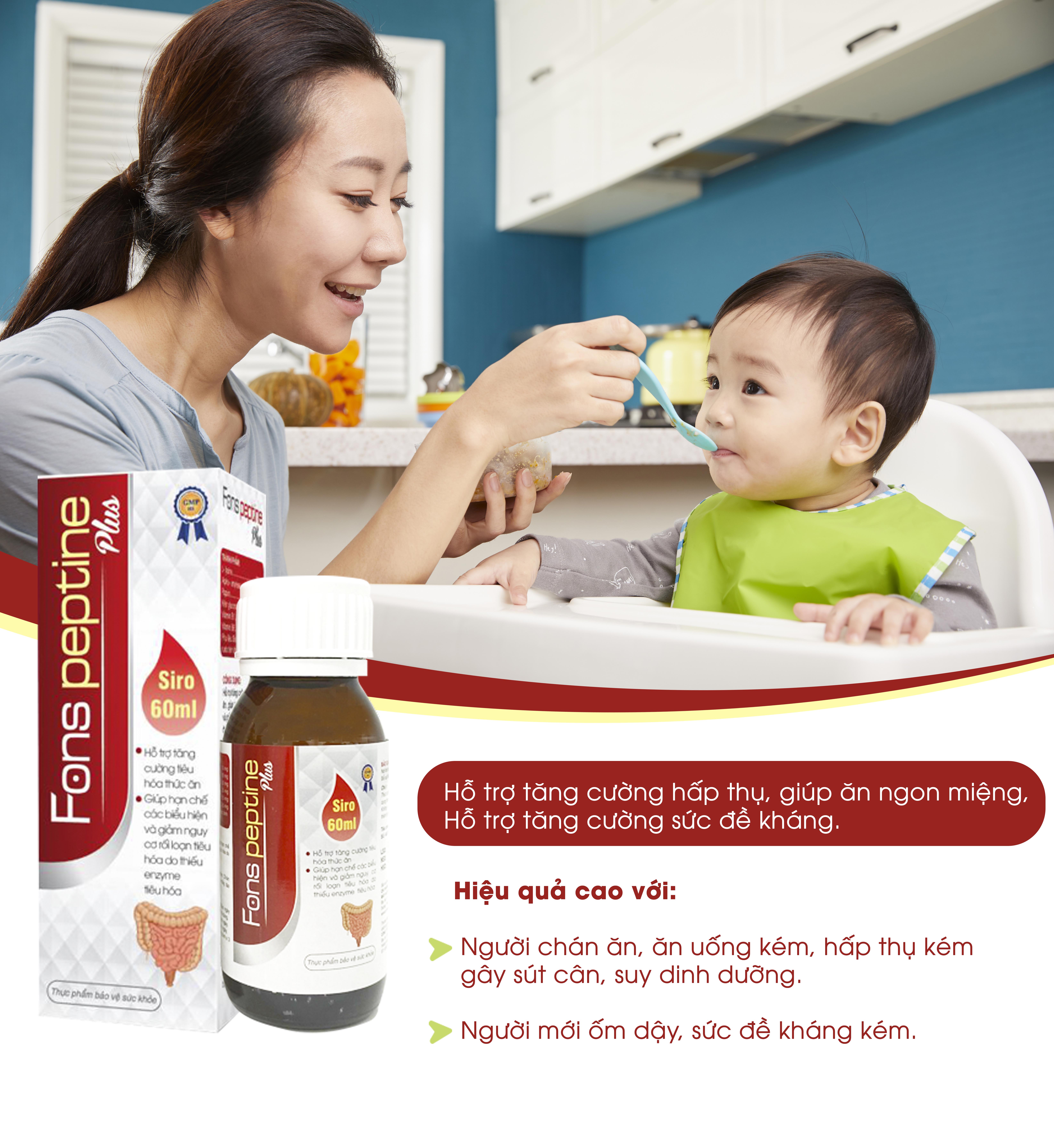Hỗ trợ tăng cường tiêu hoá, giảm nguy cơ rối loạn tiêu hoá cho bé - FonsPeptine Plus - 60ml