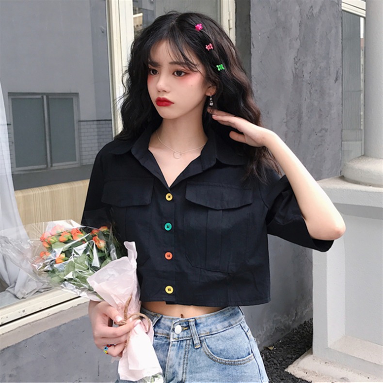 Áo kiểu croptop sơ mi Ulzzang Quảng Châu ASC95