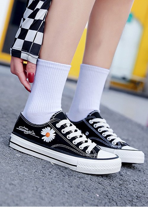 Giày sneaker nữ thấp cổ cúc họa mi, thời trang trẻ, phong cách Hàn Quốc