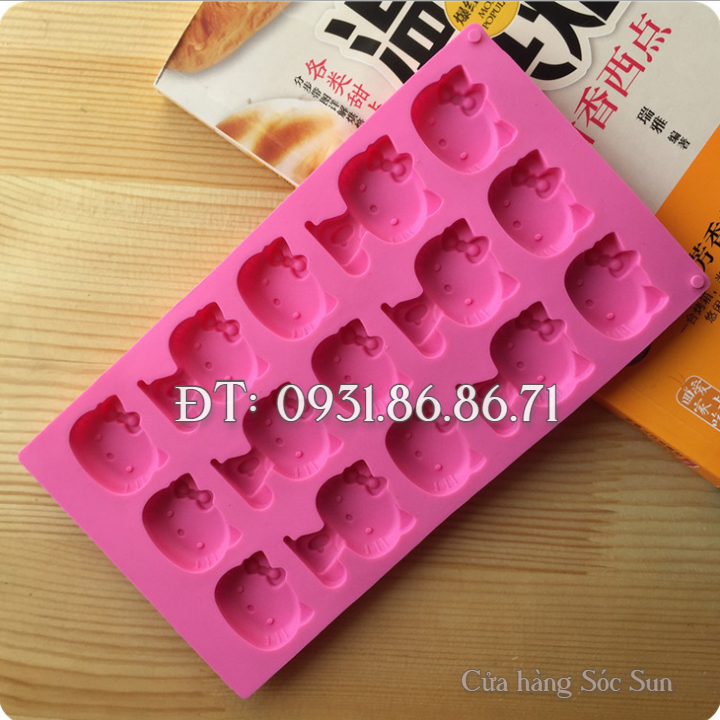 Khuôn silicon 15 mèo Kitty - Mã số 1244