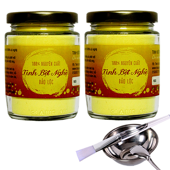Combo 2 Tinh Bột Nghệ Nguyên Chất Bảo Lộc Vũ Gia + Tặng Bộ Pha Chế Đắp Mặt Nạ Cao Cấp