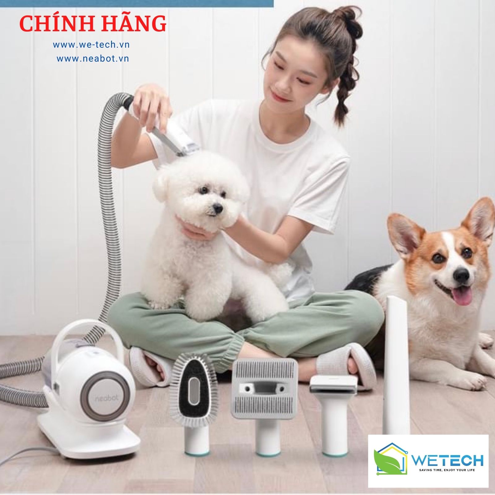 Máy hút cắt tỉa lông thú cưng đa năng thế hăng hàng chính hãng Neabot Pet Grooming Neakasa