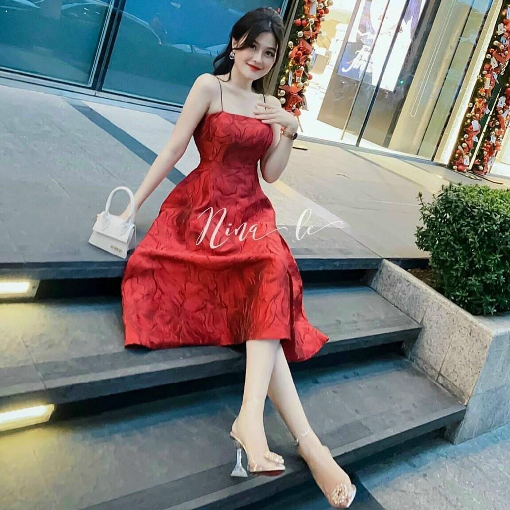 ĐẦM NỮ GẤM HOA 2 DÂY CAO CẤP THỜI TRANG THIẾT KẾ