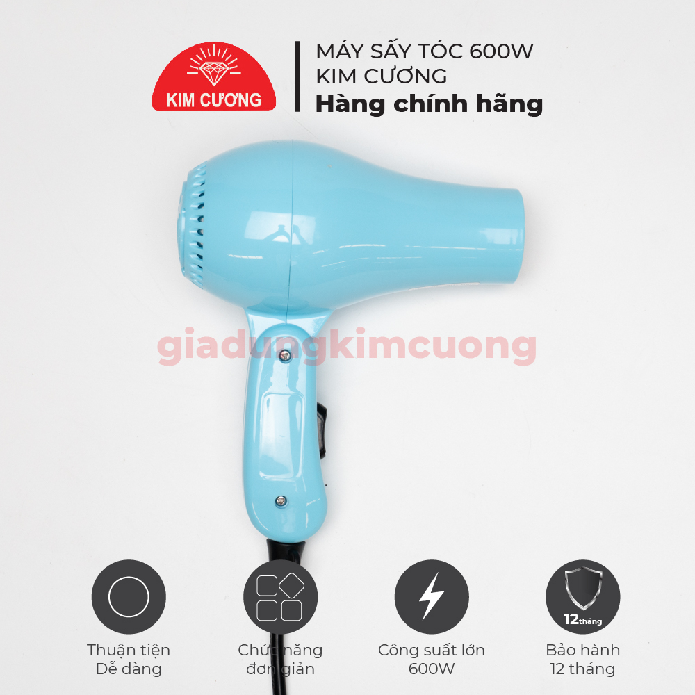 Máy Sấy Tóc Kim Cương 600W - Máy Sấy Tóc Mini 2 Tốc Độ - Hàng Chính Hãng