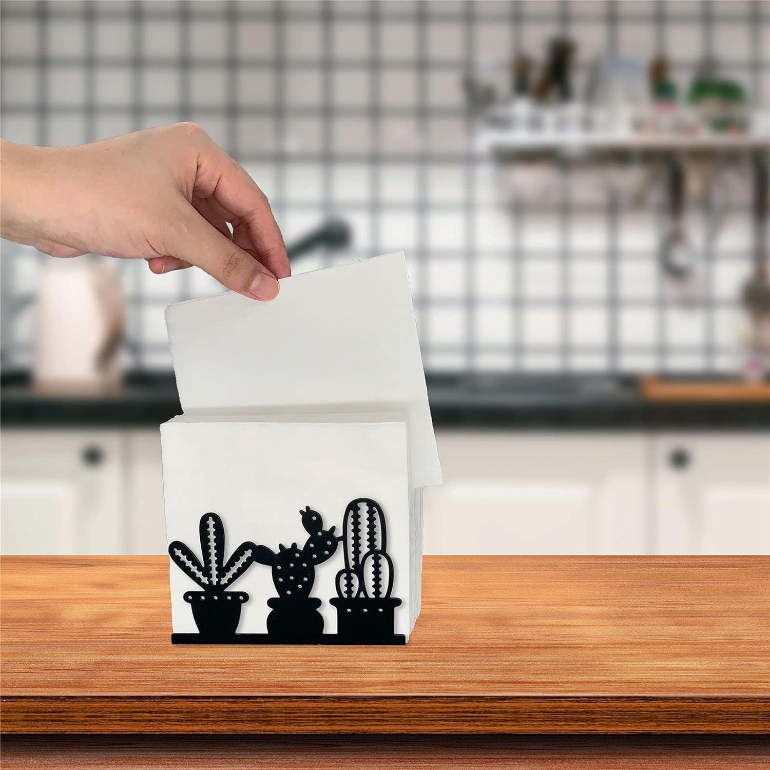 2 PC Napkin Chủ sở hữu cho bàn, Black Farmhouse Kitchen Cocktail Ăn uống Napkin Chủ