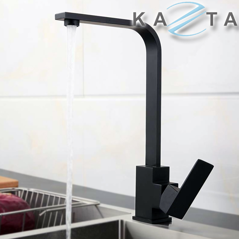 Vòi rửa bát nóng lạnh KAZTA KZ-D67VN vuông nano kháng khuẩn kèm 2 dây cấp nóng lạnh