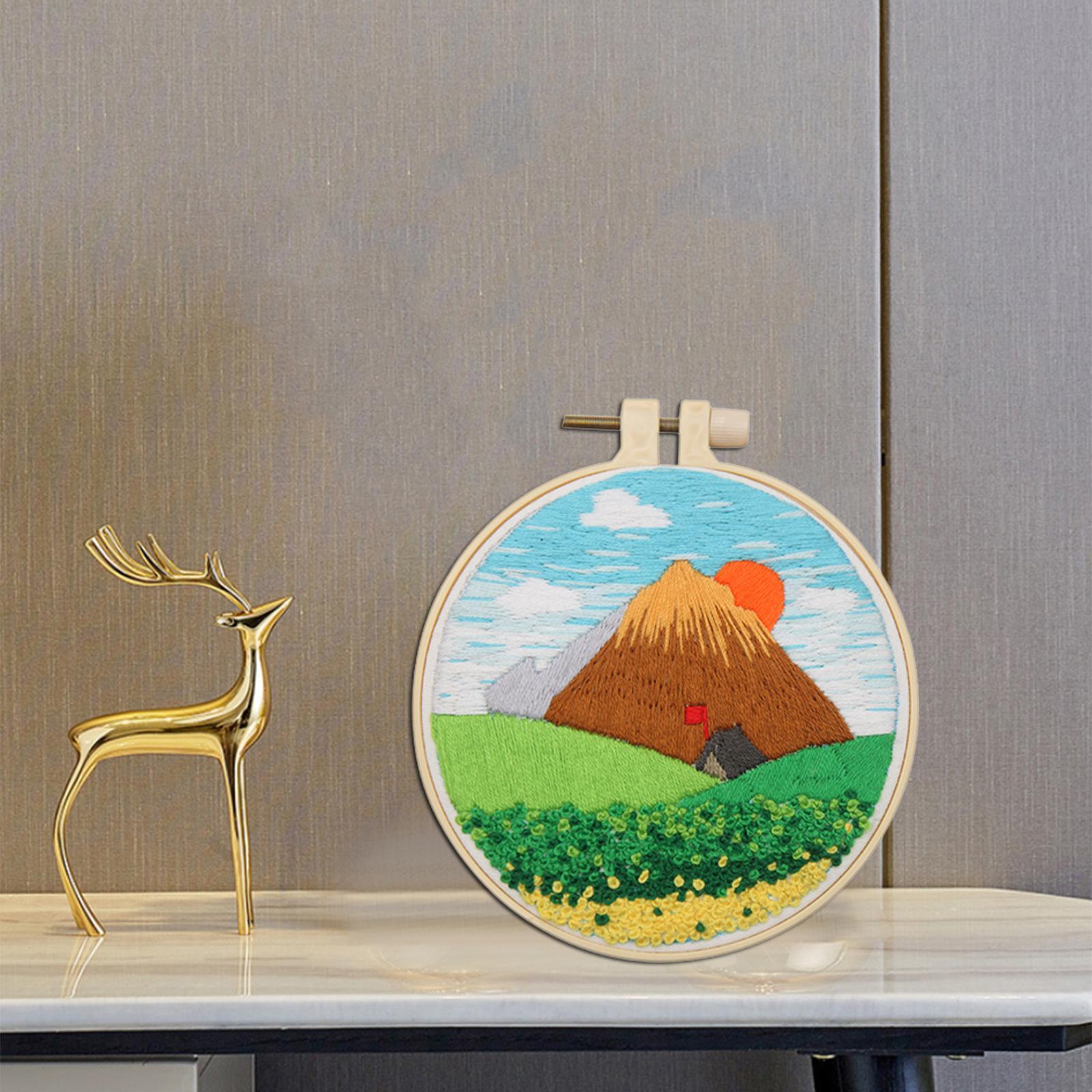 Cross Stitch Sewing Fabric Hoop Art Making DIY Embroidery Adults Peach