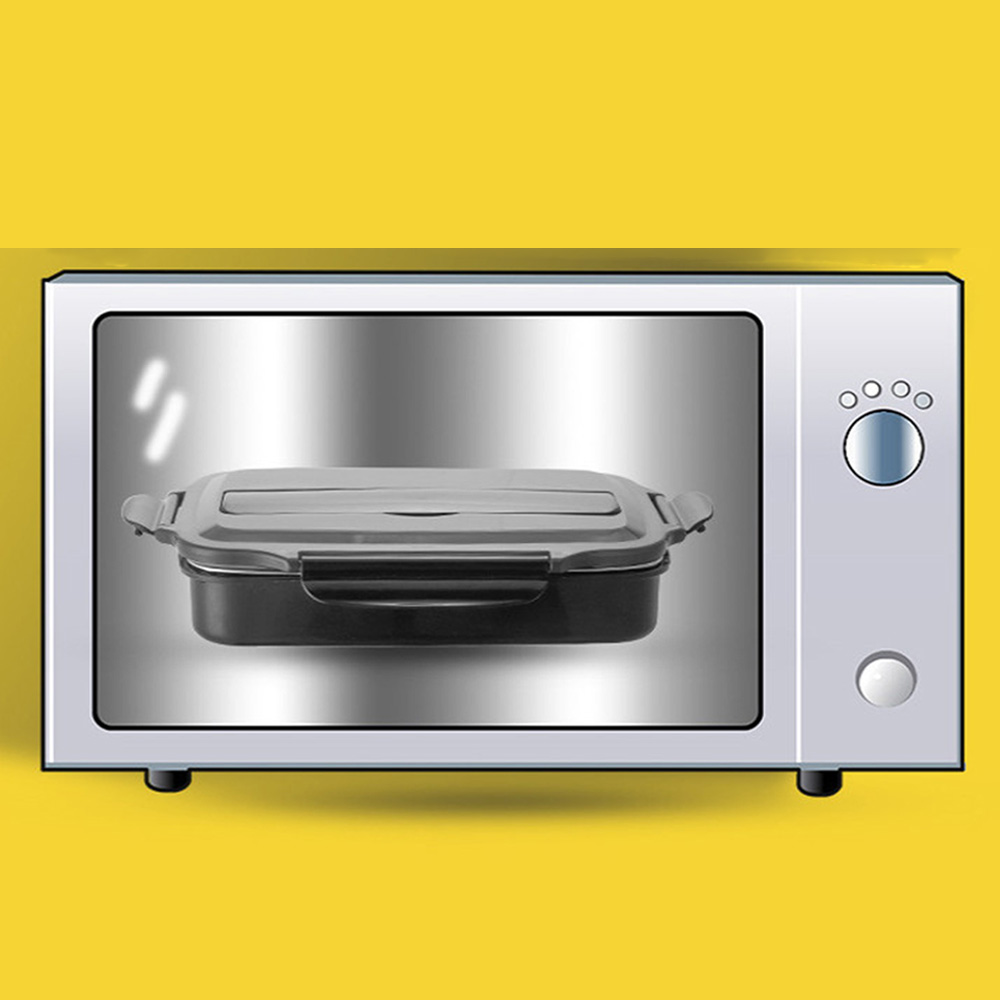 Khay đựng thức ăn loại 5 ô chất liệu inox 304 an toàn, phù hợp cho người đi làm, học sinh, tặng chén đựng soup