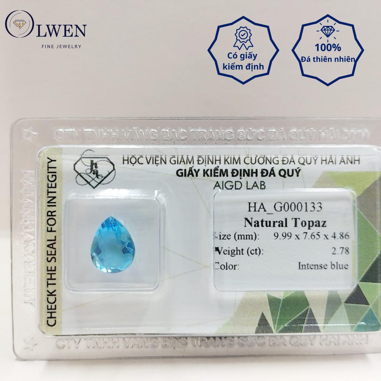 Viên đá Topaz thiên nhiên kiểm định HA_G000133