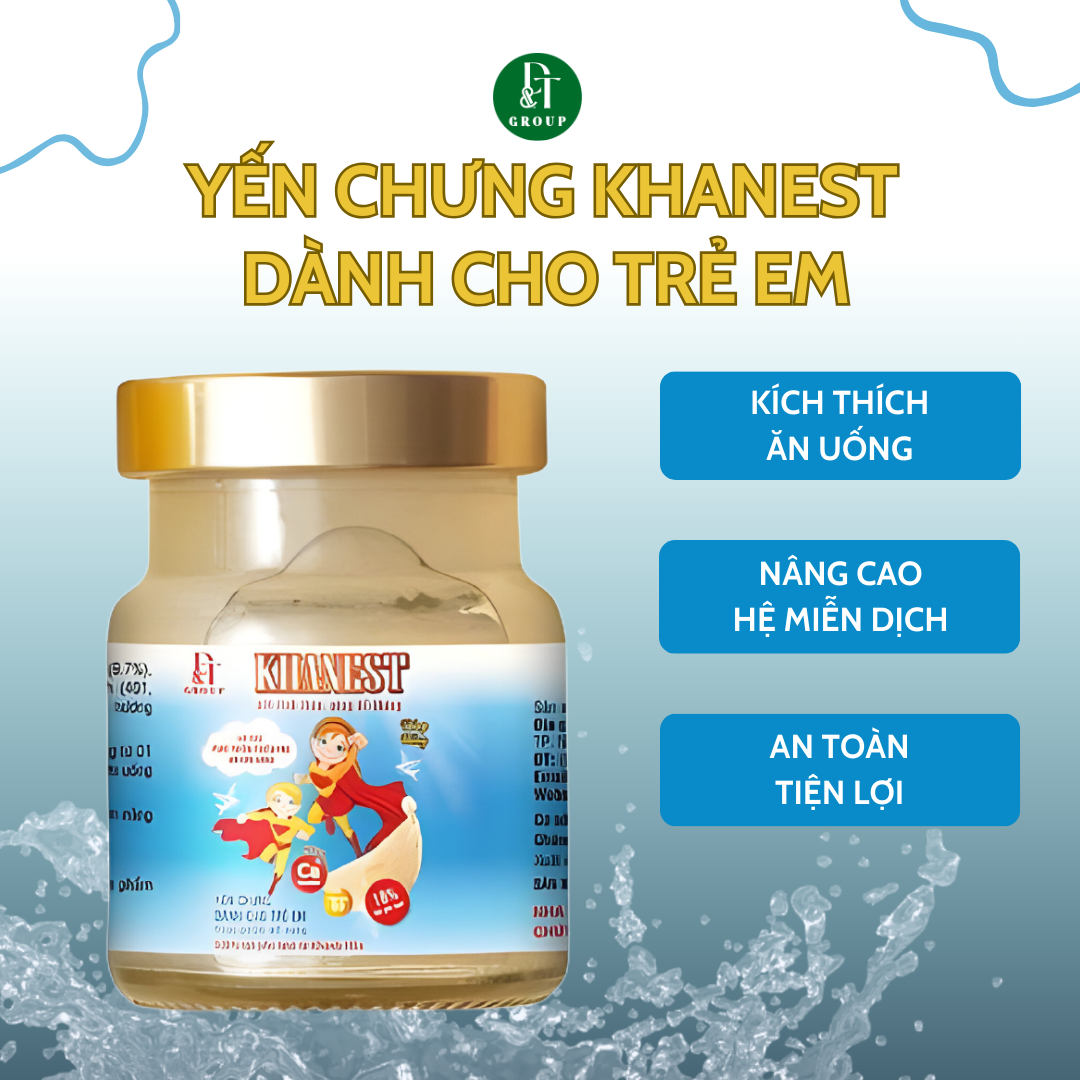 KHANEST - Yến chưng dành cho trẻ em Calcium - Vitamin D3 70ml (túi xách 6 hũ)