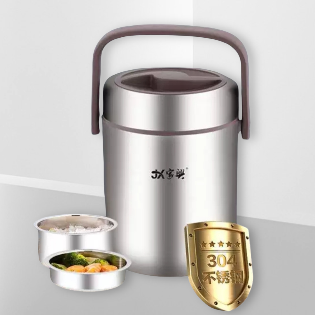 Cặp lồng cơm, hộp cơm giữ nhiệt văn phòng chất liệu inox JX 304 cao cấp, cặp lồng cà men 3 tầng, nắp chống tràn, giữ nhiệt tốt