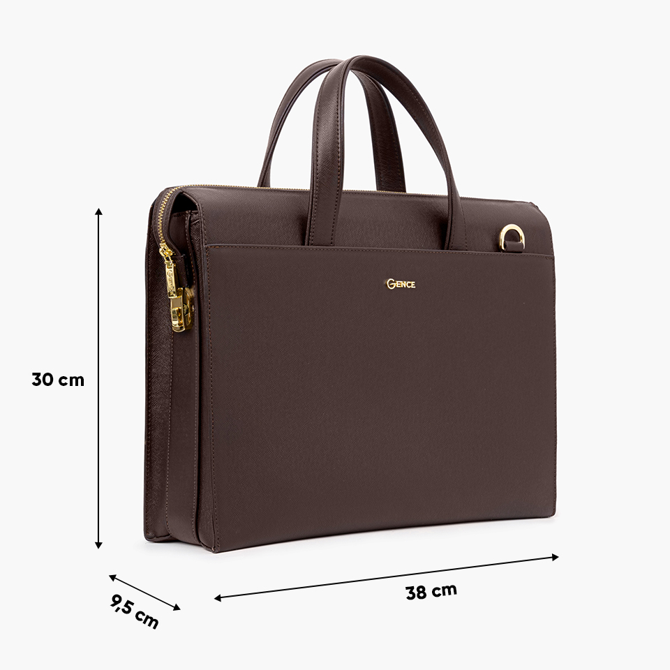 Túi Xách Nam Cặp Da Doanh Nhân GENCE CTS22 Da Bò Khóa Số Cao Cấp Màu Nâu Đậm