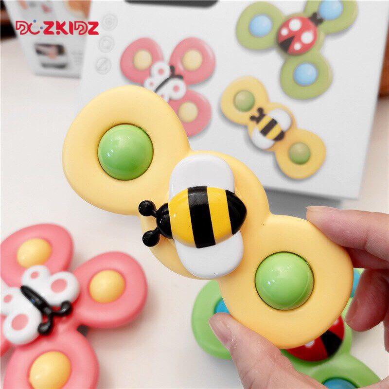 Đồ chơi trẻ em- Set 3 chong chóng hình cánh hoa và động vật (có miếng hút dán) - DOZKIDZ