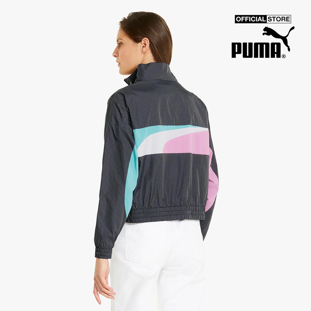 PUMA - Áo khoác nữ cổ trụ phối zip dáng lửng Sportswear 534276