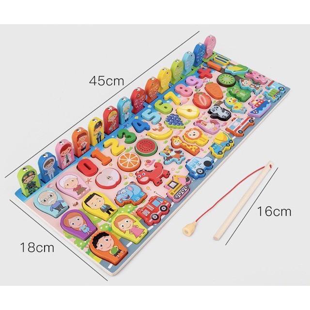 BỘ BẢNG SỐ VÀ CÂU CÁ THÔNG MINH BĂNG GỖ