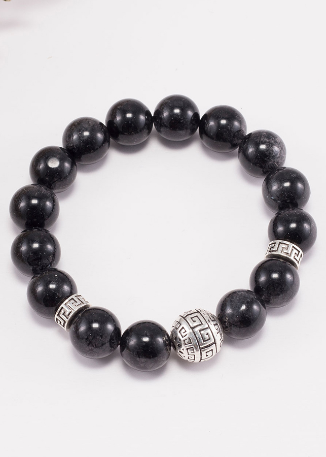 Vòng tay đá thạch anh tóc đen phối charm bạc Ngọc Quý Gemstones