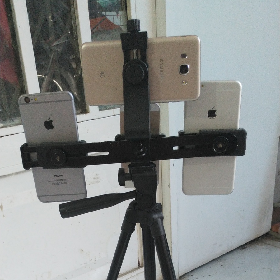 Phụ kiện thanh nối đa năng gắn đến 4 điện thoại lên tripod hỗ trợ livestream, quay video nhiều điện thoại cùng lúc