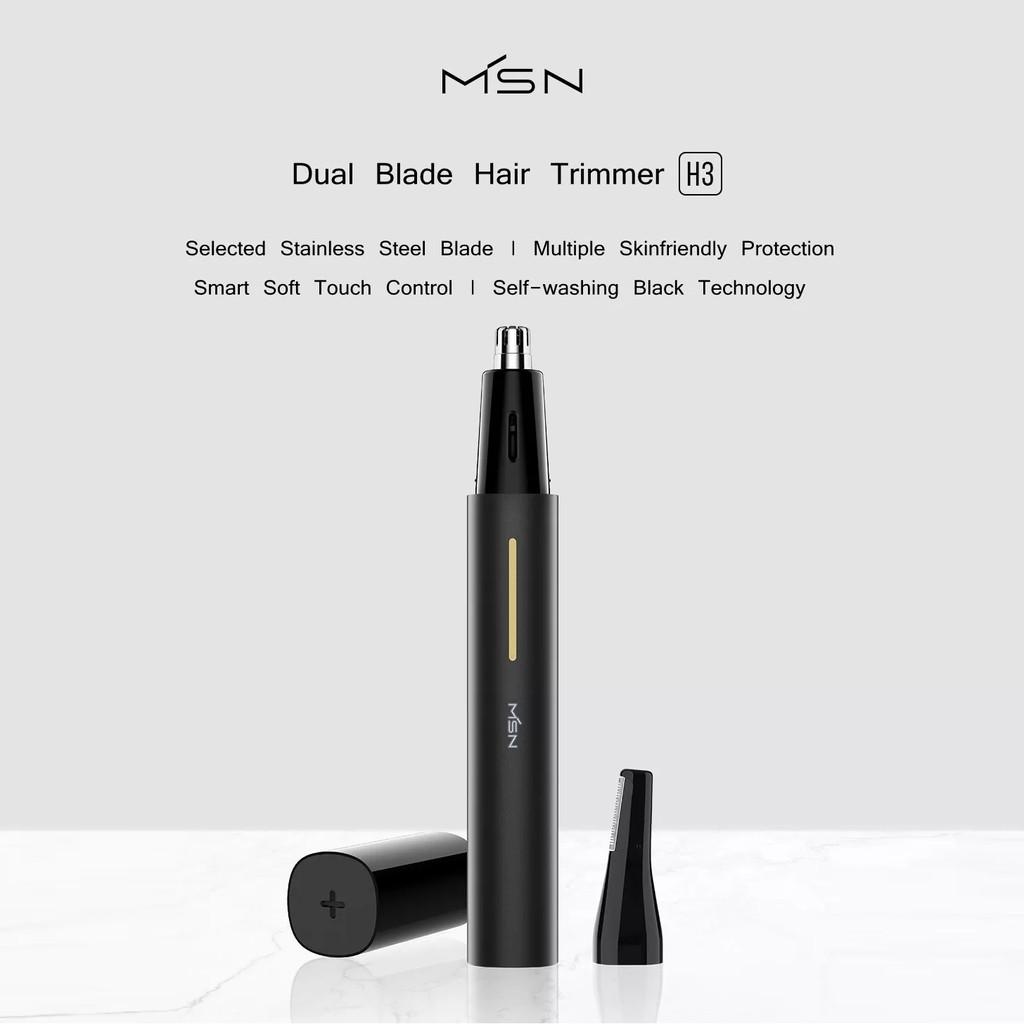 Máy tỉa lông mũi MSN lưỡi kép di động có đèn LED điều khiển cảm ứng thông minh chống nước tự làm sạch