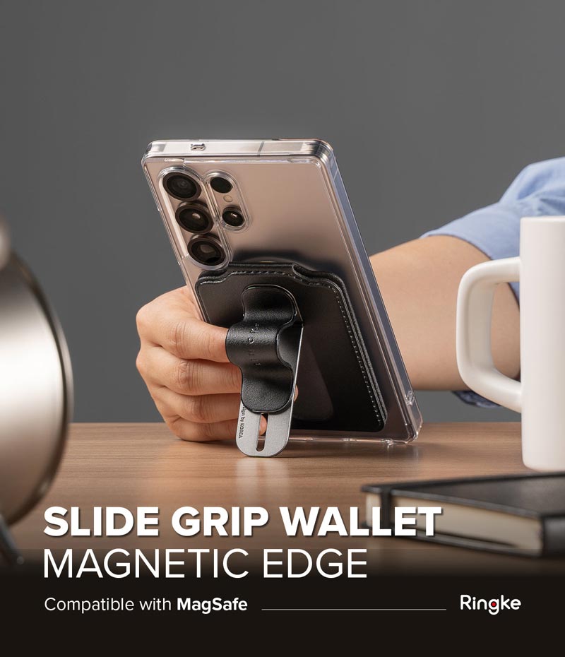 Ví kiêm giá đỡ RINGKE Slide Grip Wallet Magnetic Edge - Hàng Chính Hãng