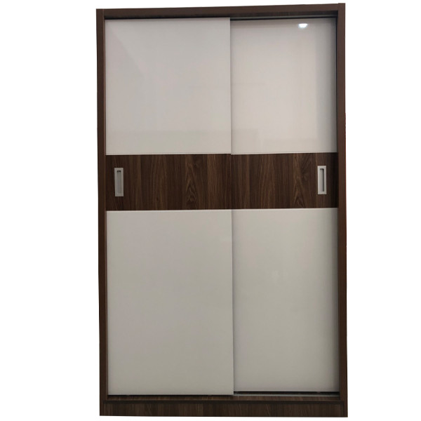 Tủ Áo Cửa Lùa 1m2 Gỗ MDF Melamine Cánh Trắng Sọc Óc Chó