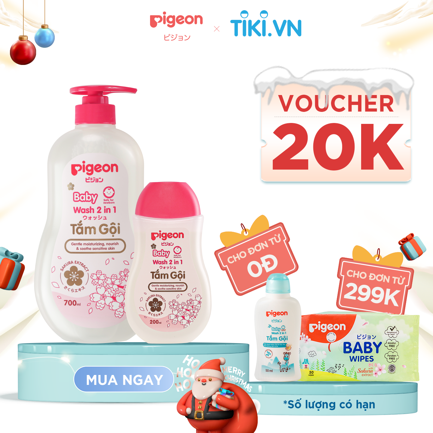 Tắm gội dịu nhẹ 2 in 1 Sakura Pigeon 200ML/700ML