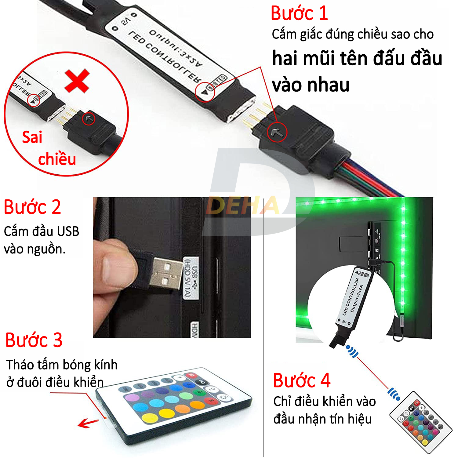 Bộ Đèn led dây dán nguồn USB RGB đổi màu điều khiển chọn màu đứng yên, nhấp nháy, bóng 5050 strip light trang trí cây máy tính, màn hình, ti vi, TV, Gaming, Tiktok dán tường (Tùy chọn chiều dài dây, loại dây chống nước hay không)