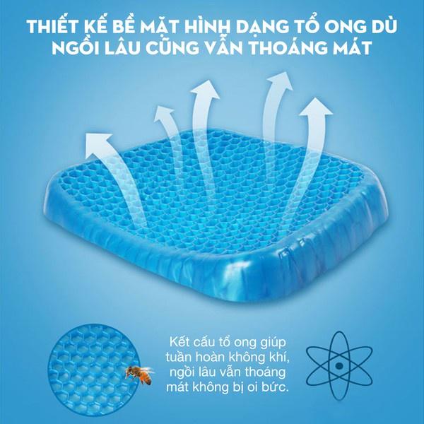 ĐỆM GHẾ HỖ TRỢ NGỒI FLEX THOÁNG KHÍ GEL TỔ ONG LÓT GHẾ CHỐNG MỎI TUẦN HOÀN CHO NGƯỜI NGỒI LÂU TẶNG KÈM VỎ BỌC